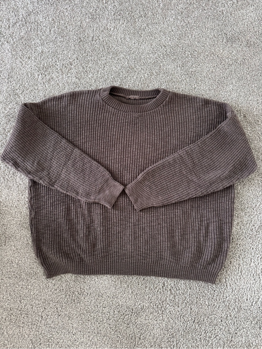 Women's Crewneck Ribbed Sweater in Chocolate Brown - Picture 1 of 3